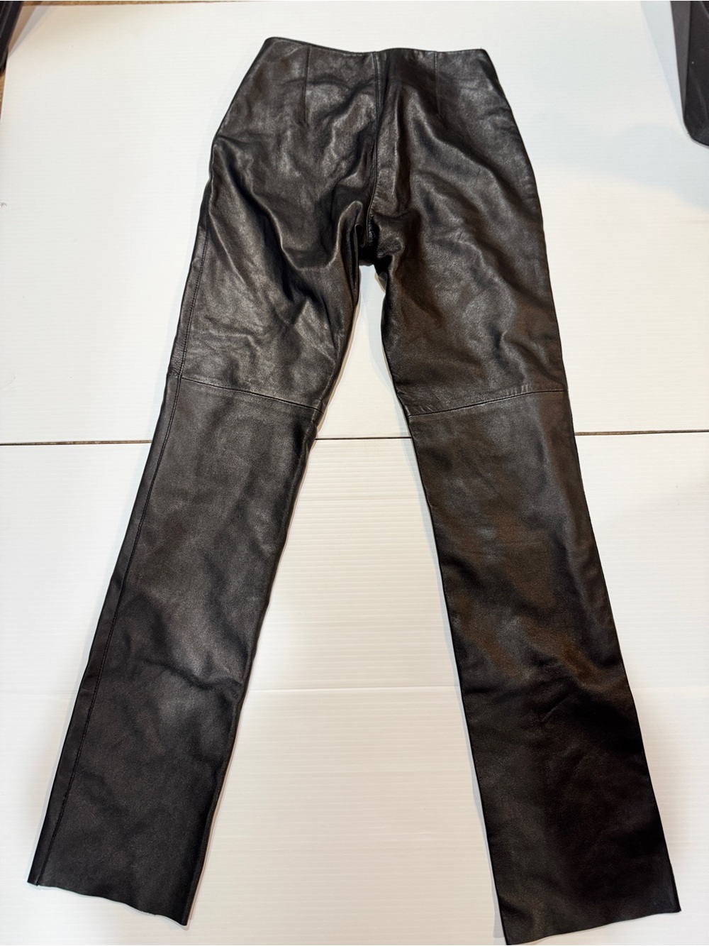 Bebe Black Leather Pants Size 0 Straight Leg / Slight Flare - Picture 4 of 10